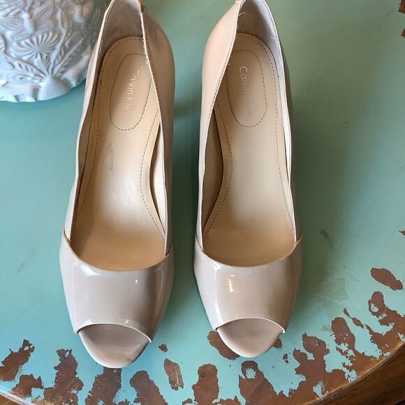 Calvin Klein Patent Leather Summer Nude Heels - Picture 2 of 6